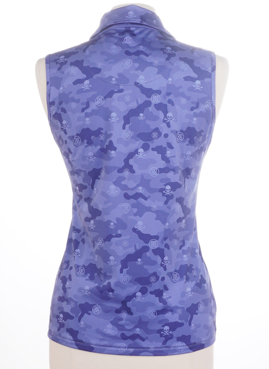 G/FORE  Icon Camo Printed Sleeveless Golf Polo - Periwinkle - Size Medium - Skorzie