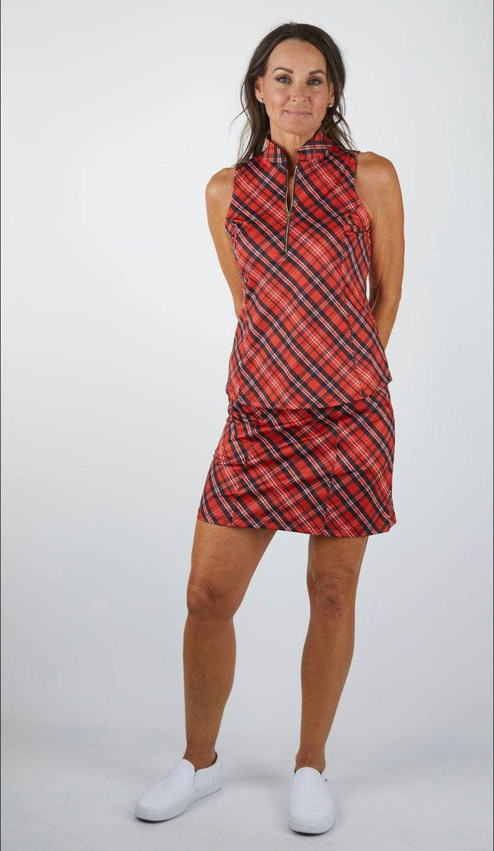 Amy Sport Amy Sport Frontline 2.0 Sleeveless Top - Red Plaid - All Sizes Petite