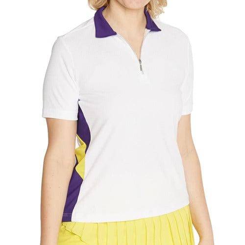 GGblue White / Medium GGblue Brit Short Sleeve Top - White-Purple-Yellow - Size Medium