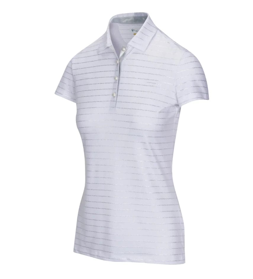 Greg Norman White / Small Greg Norman Short Sleeve Polo - White with Silver Stripe - Size small