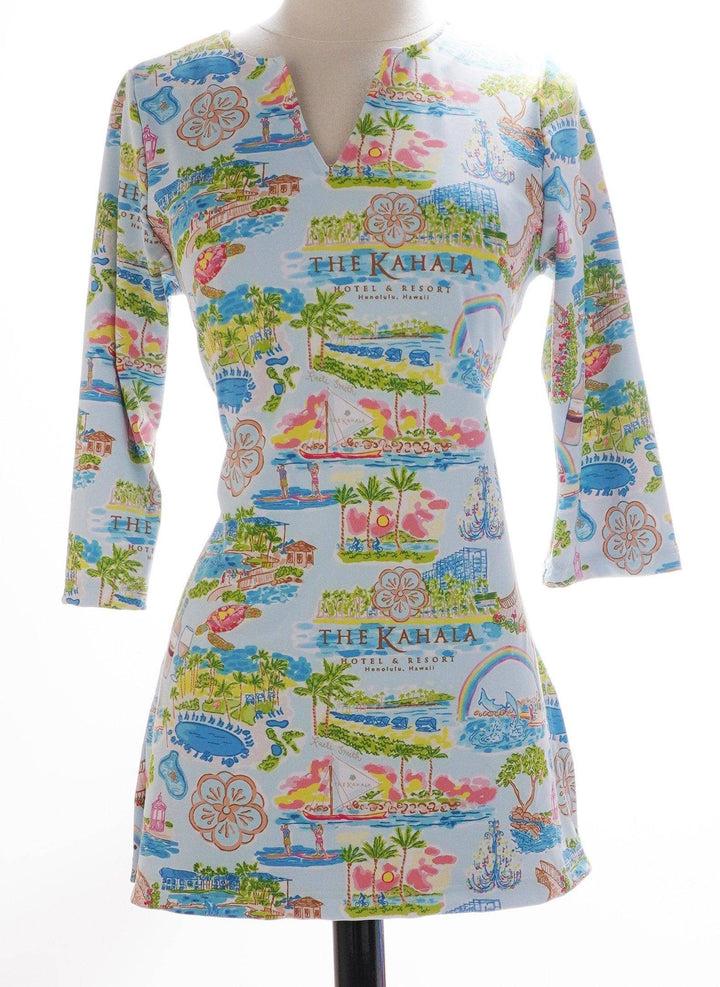 Kelei Smith Multicolor / X-Small Kalei Smith Mid Sleeve V Dress - Hawaii 28" - Size X-Small