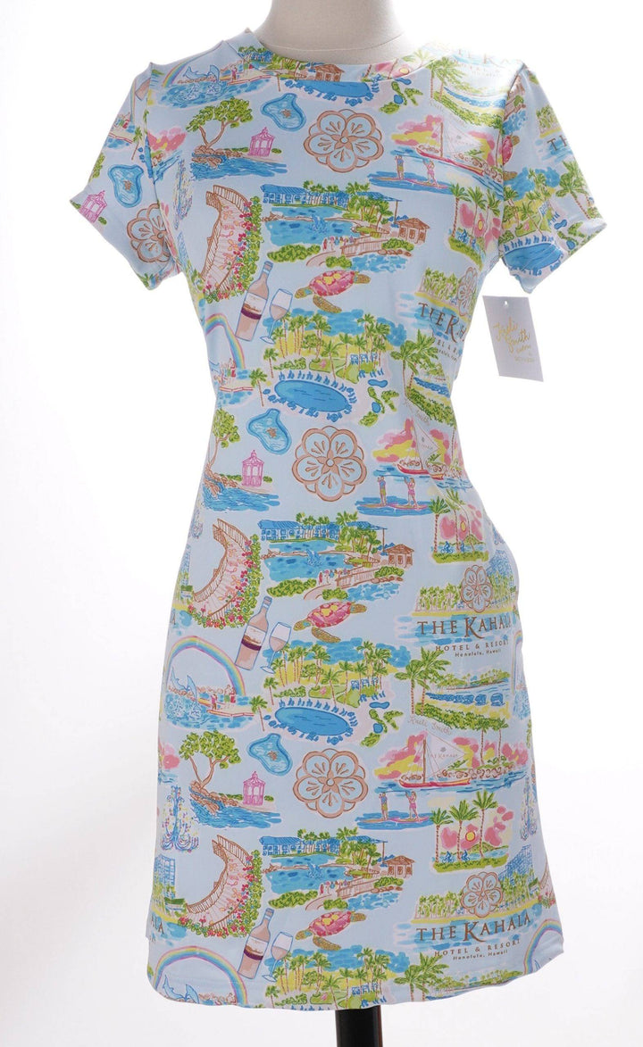 Kelei Smith Multicolor / X-Small Kalei Smith Pull Over Short Sleeve Dress - Hawaii - Size X-Small