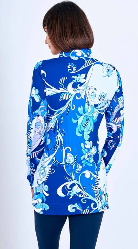 Skorzie G-Lifestyle Long Sleeve Top Tunic Length Exclusive Product - Fiona Blue Apparel & Accessories