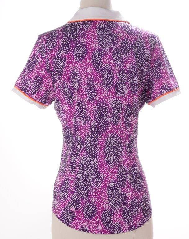 Skorzie Small / Purple Jofit Short Sleeve Top Exclusive Product -  Tipped Corded Speckled Polo- Size Small Apparel & Accessories