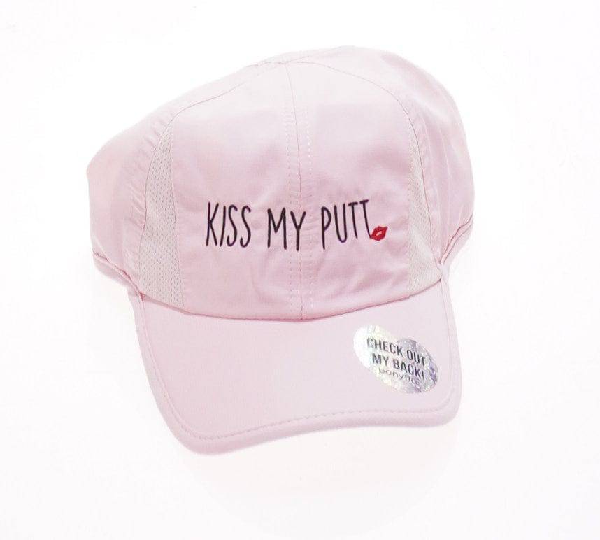 Skorzie Pink Kiss My Putt Ponytail Cap