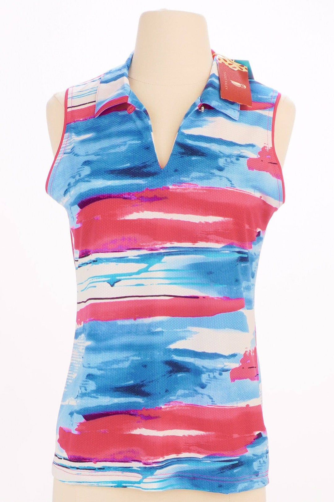 Sport Haley Small / Blue / Consigned-New With Tags Sport Haley Blue Pink White Patterned Golf Tank Size S