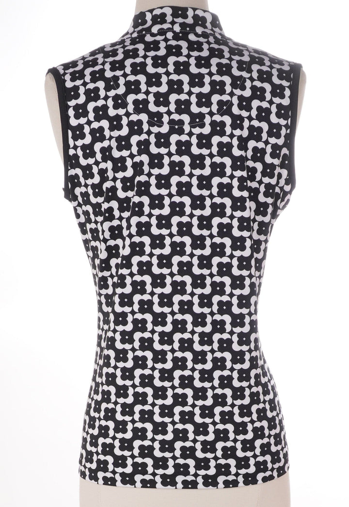 Tail Black/White / Small Tail Sleeveless Top - Mod Flower - Size Small