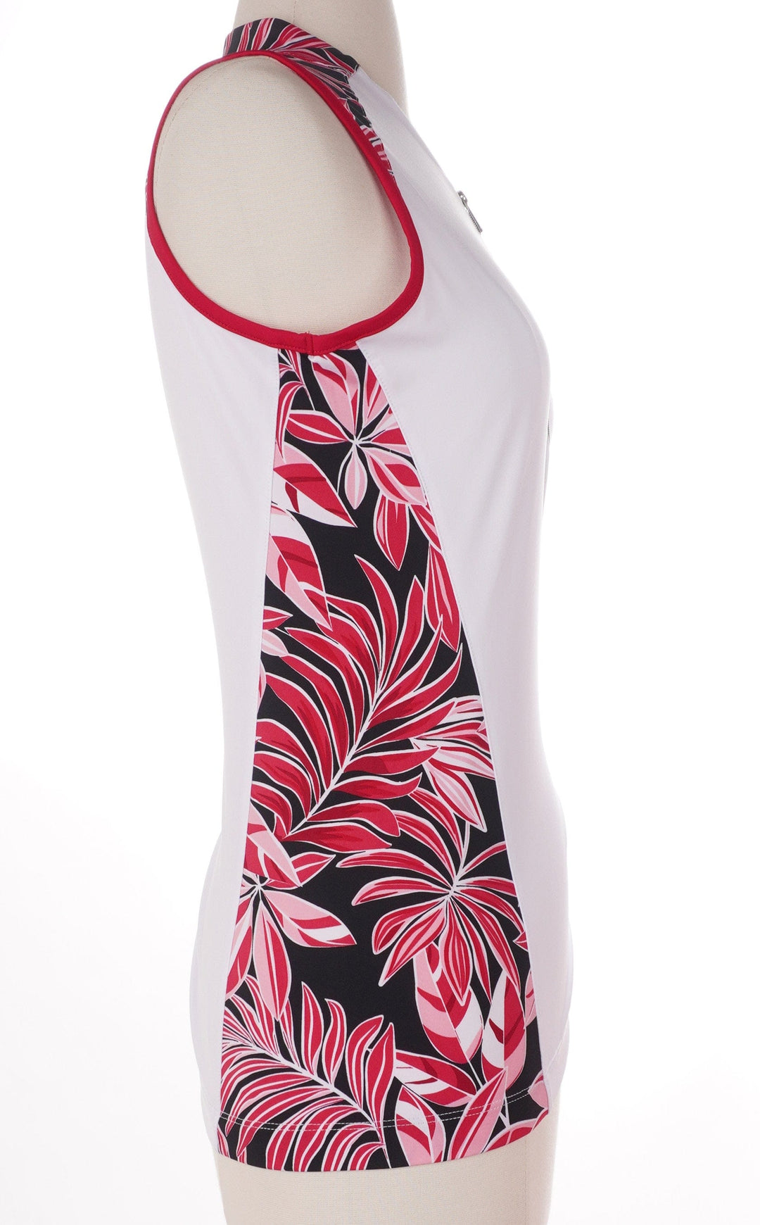 Tail White/Pink / Small Tail Sleeveless Top - Summer Leaves Onyx - Size Small